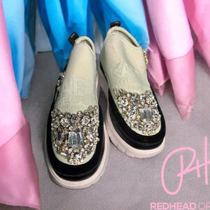 Karl Lagerfeld Women's Blue Mika Crystal Slip On Platform Sneakers -9.5